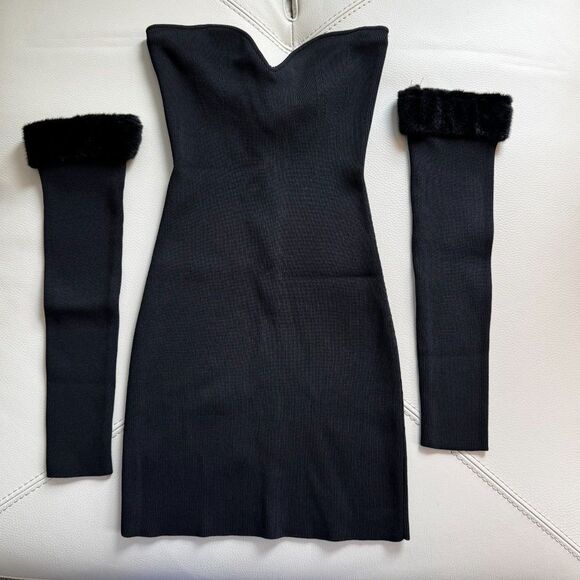 Staud Josee Black Mini Bodycon Dress Size Medium - Picture 2 of 7